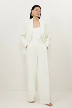 Compact Stretch Essential Tailored High Waist Wide Leg Pants