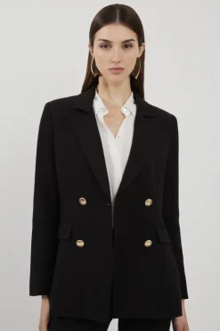 Compact Stretch Essential Tailored Doubled Breasted Blazer