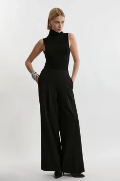 Compact Stretch Essential Wide Leg Dress Pants