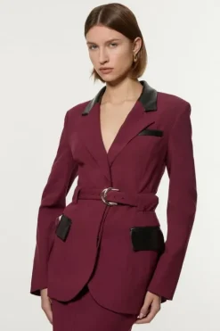 Compact Stretch Fig With Black Pu Tailored Jacket