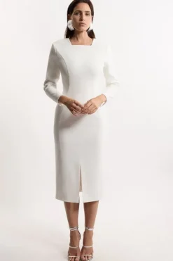 Compact Stretch Fitted Tailored Maxi Dress