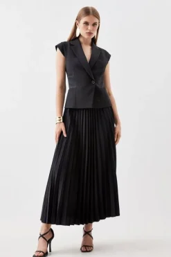 Compact Stretch Insert Panel Soft Skirt Tailored Midi Dress