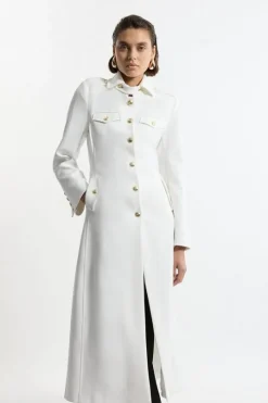 Compact Stretch Military Tailored Maxi Coat