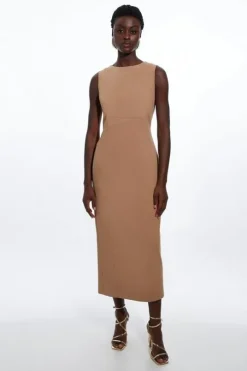 Compact Stretch Tailored Pencil Midi Dress
