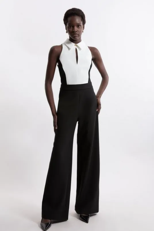 Compact Stretch Tailored Sleeveless Jumpsuit