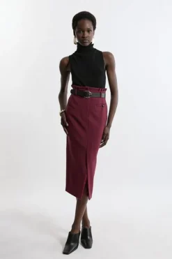 Compact Stretch Tailored High Waist Maxi Skirt