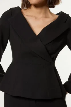 Compact Stretch Tailored Assymetric Peplum Jacket