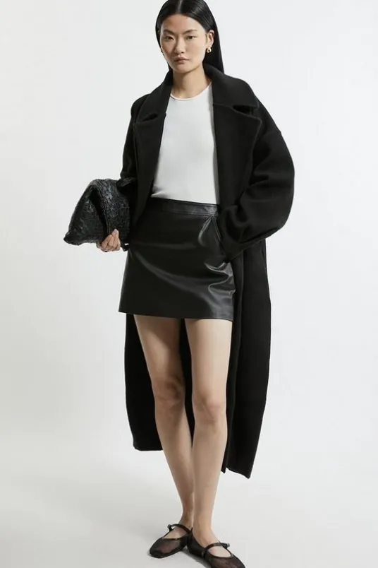 Compact Wool Blend Oversized Knit Coatigan