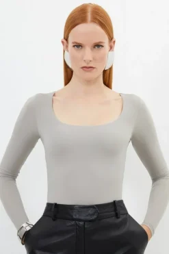 Contour Jersey Square Neck Long Sleeve Top