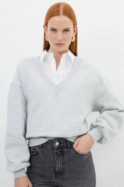 Cotton Fleece Jersey Sweatshirt & Skirt Set