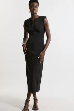 Dart Detail Luxe Ponte Jersey Midi Dress