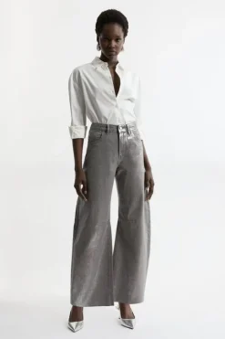 Denim Foiled Wide Leg Jeans