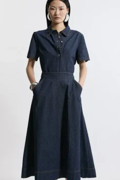 Denim Full Midi Skirt