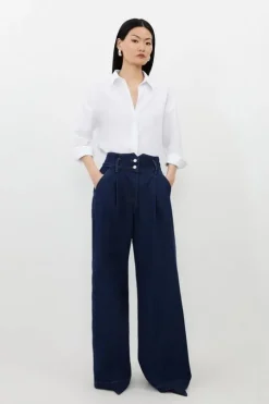 Denim Indigo Wide Leg Pants