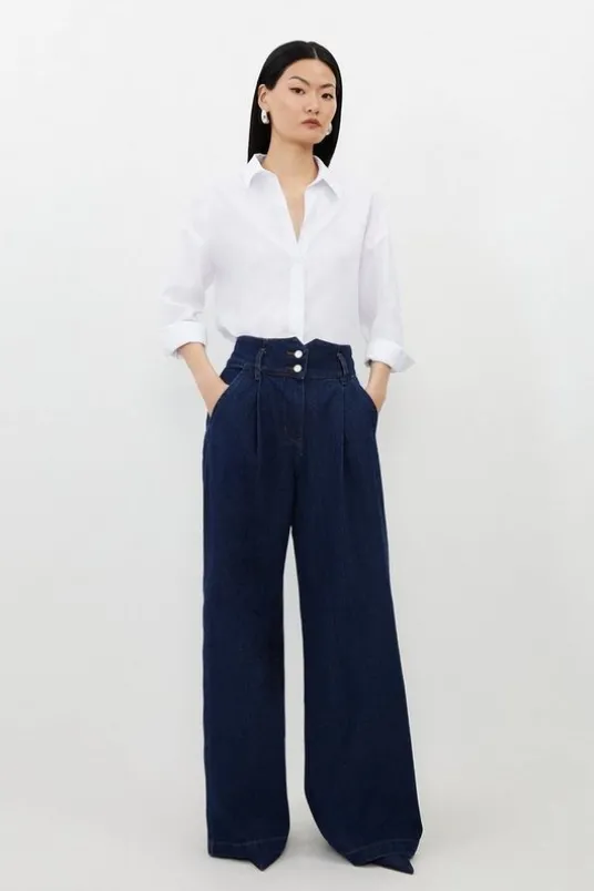 Denim Indigo Wide Leg Pants