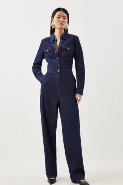 Denim Long Sleeve Jumpsuit