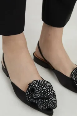 Diamante Floral Flat Slingback