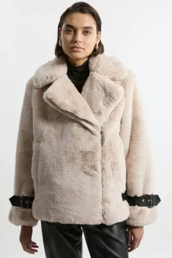 Faux Fur Biker Coat