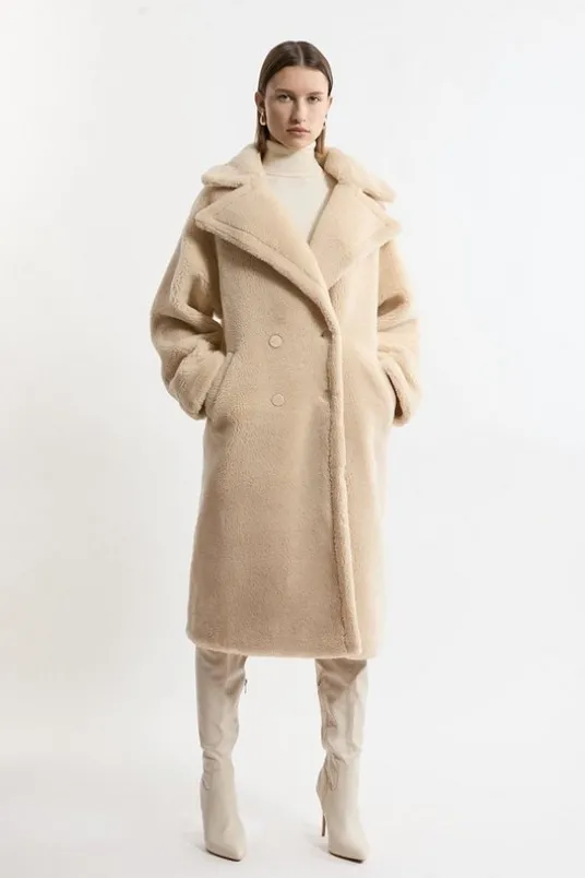 Faux Fur Teddy Longline Coat