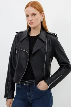Faux Leather Cropped Moto Jacket