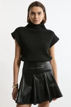 Faux Leather Flippy Mini Skirt