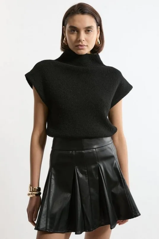 Faux Leather Flippy Mini Skirt