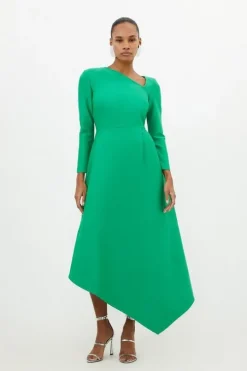 Figure Form Bandage Asymmetric Hem Knit Midi Dress