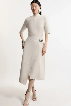 Figure Form Bandage Asymmetric Knit Midi Dress