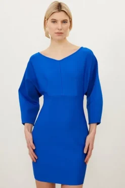 Figure Form Bandage Banana Sleeve V Neck Mini Dress