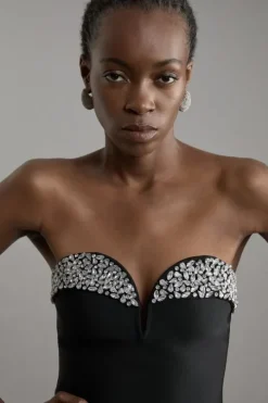 Figure Form Bandage Crystal Embellished Corset Top