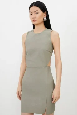 Figure Form Bandage Cut Out Detail Knit Mini Dress