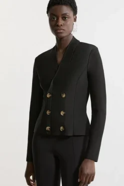 Figure Form Bandage Double Breasted Military Button Top