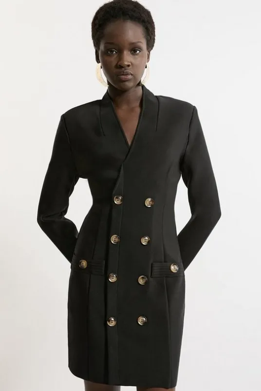 Figure Form Bandage Double Breasted Knit Mini Dress