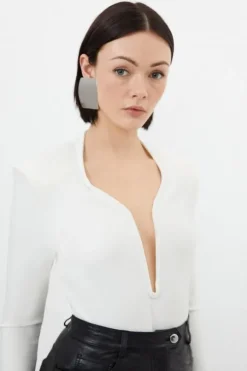 Figure Form Bandage Plunge Knit Top