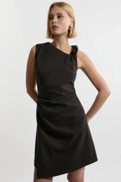 Flannel Asymmetrical Tailored Wrap Mini Dress