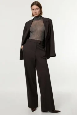 Flannel Tailored Wide Leg Pants