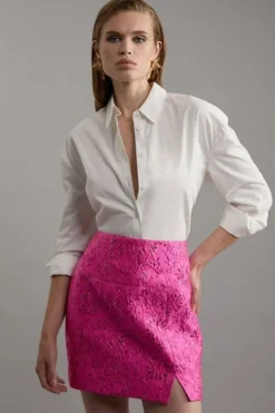 Floral Jacquard Tailored Mini Skirt