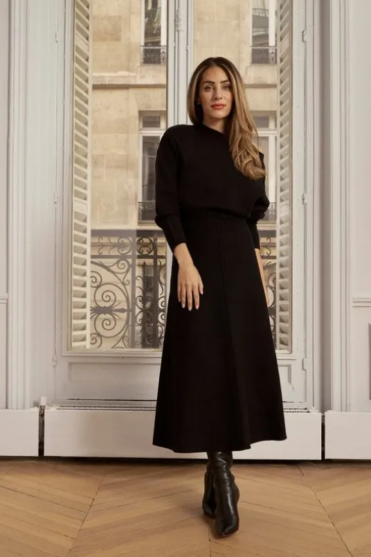 Floral Jaquard Viscose Blend Milano Knit Coord Set