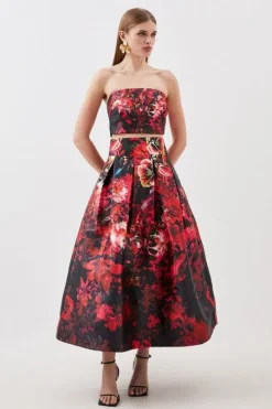 Floral Printed Satin Twill Woven Set