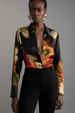 Floral Satin Woven Shirt