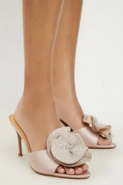 Flower Corsage Stiletto Heel Mule