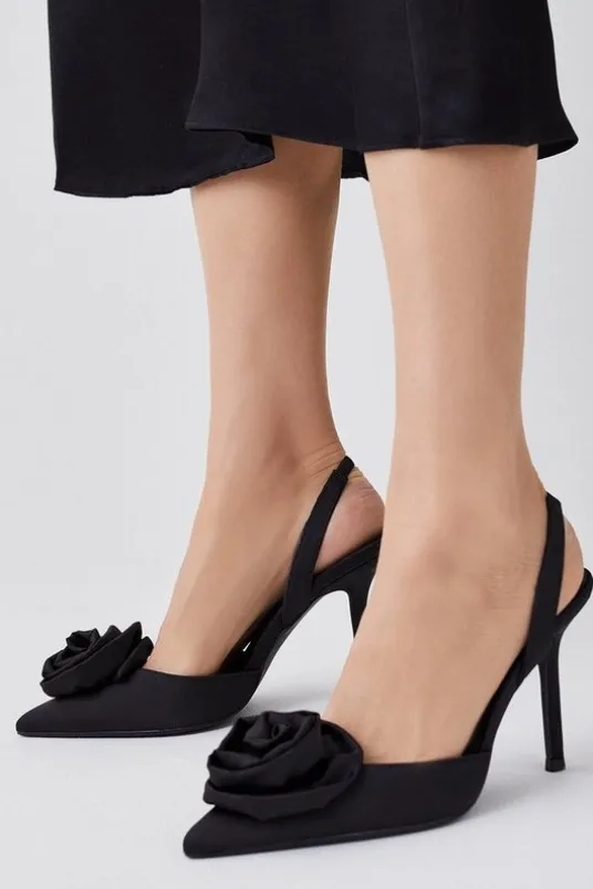 Flower Detail Court Slingback Heel