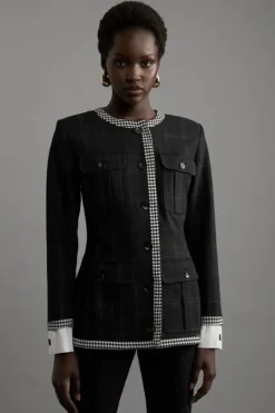 Formal Tailored Black Flannel Buttoned Shirt