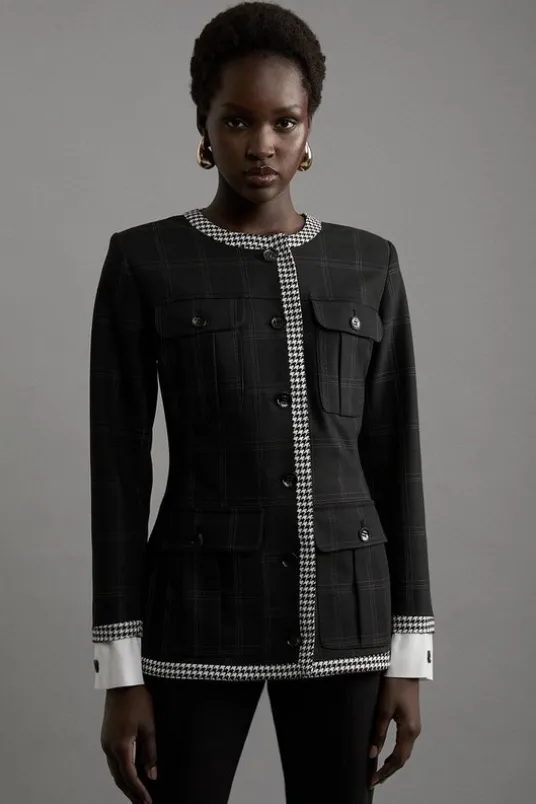 Formal Tailored Black Flannel Buttoned Shirt