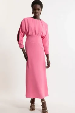 Formal Tailored Long Sleeve Color Block Dress