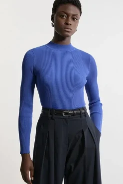 Funnel Neck Rib Knit Top