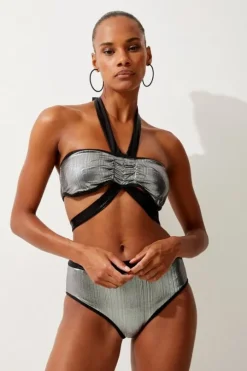 Halter Neck Silver Foiled Bikini bikini