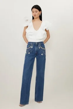Hand Embellished Vintage Straight Leg Jean