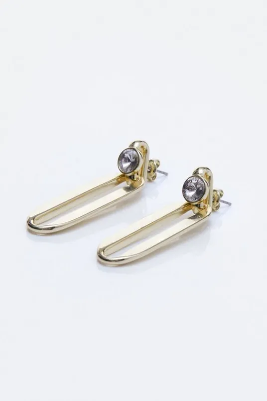 Hand Set European Crystal Ellipse Drop Earrings