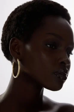 Hand Set European Crystal Large Hoop Earrings